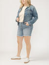 Notched Crop Jean Jacket Plus Size, , hi-res image number 2