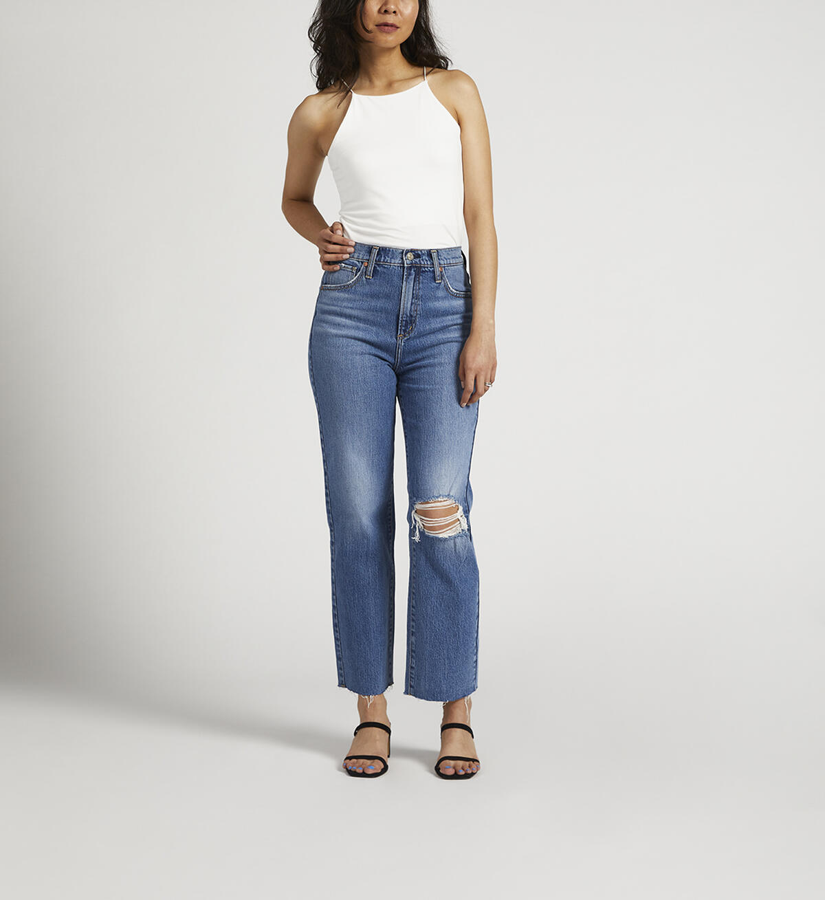 Highly Desirable High Rise Straight Leg Jeans, , hi-res image number 0