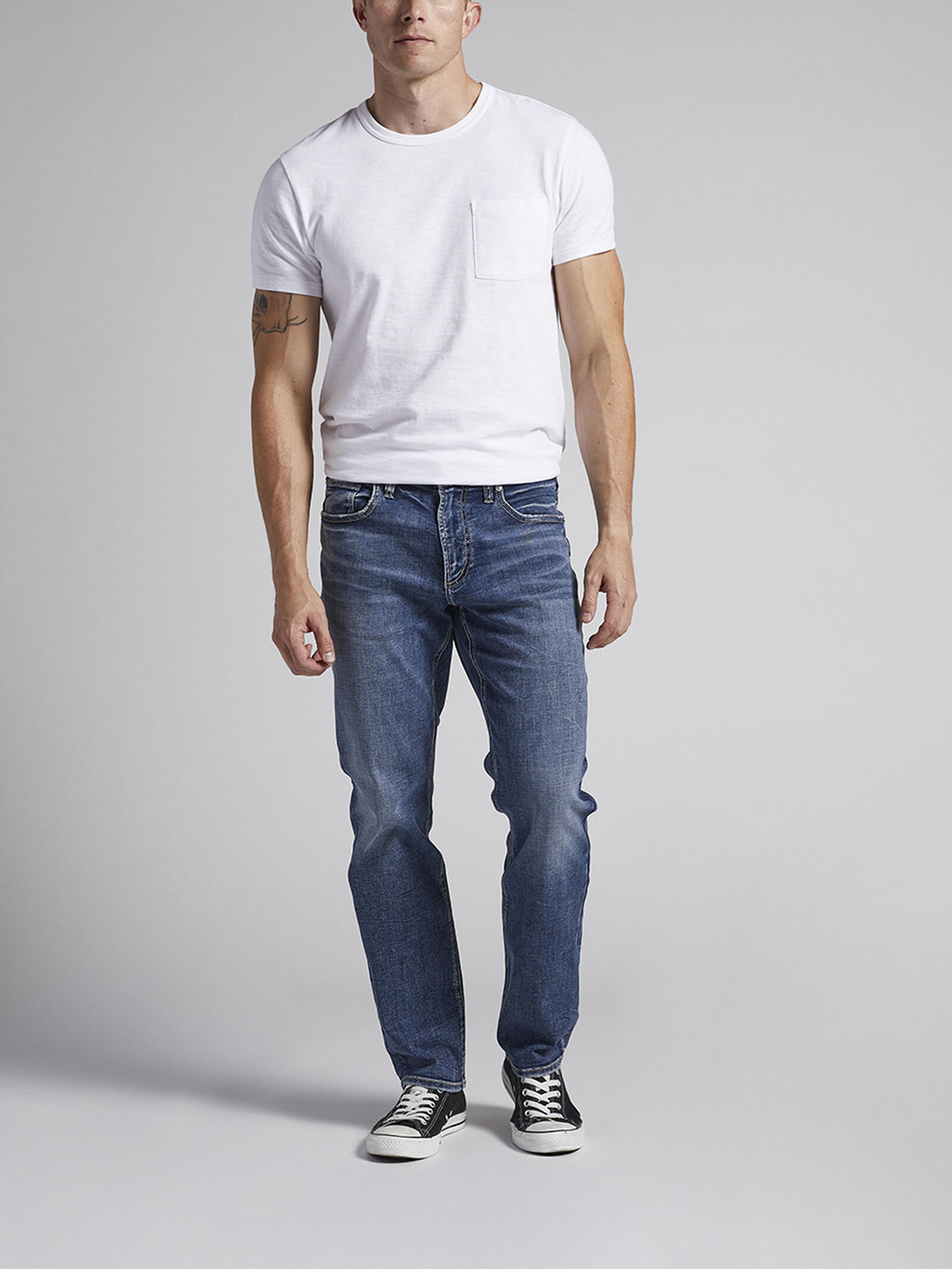 Buy Eddie Athletic Fit Tapered Leg Jeans for USD 94.00 Silver Jeans