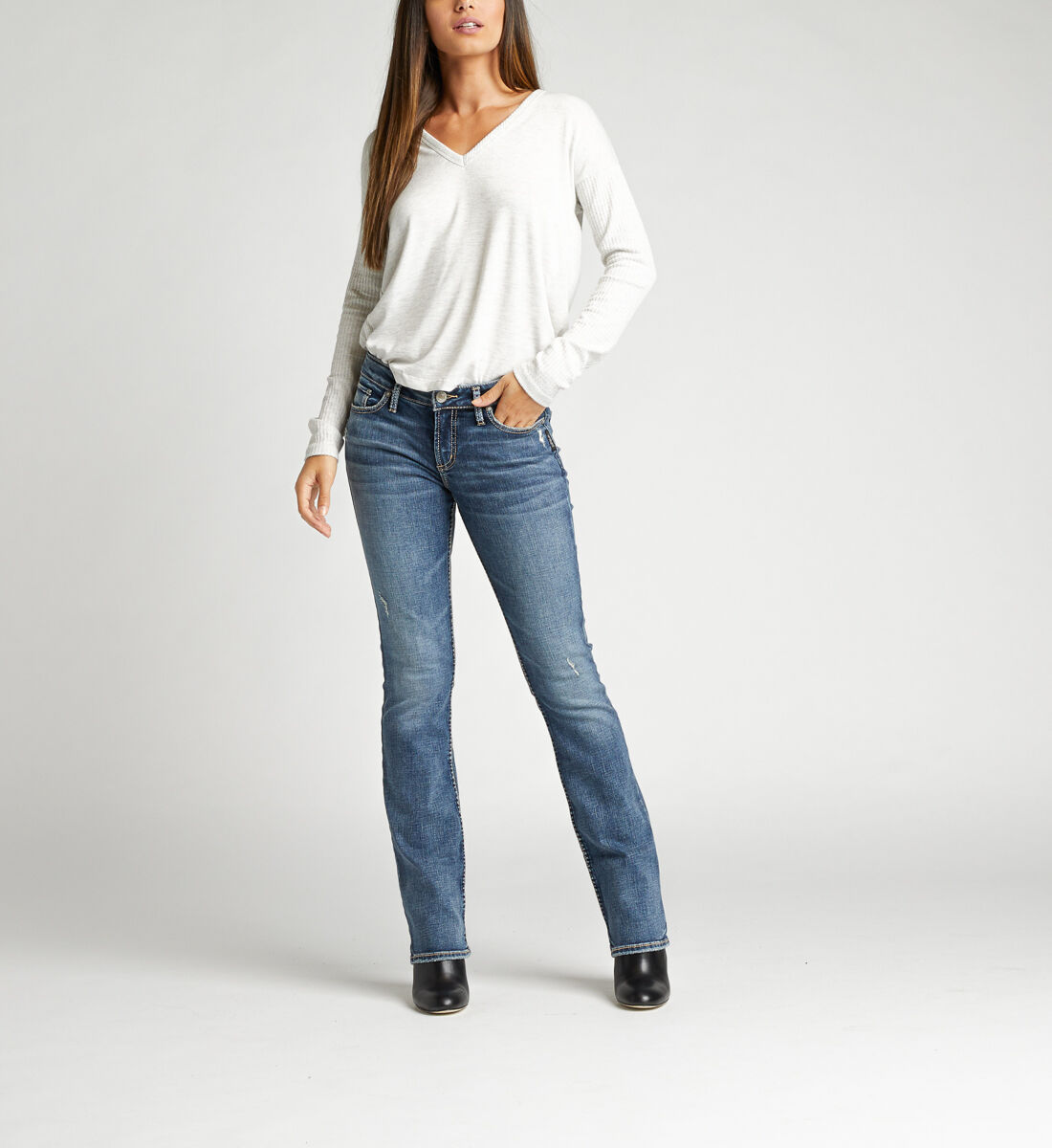 Elyse Mid Rise Slim Bootcut Jeans Alt Image 1