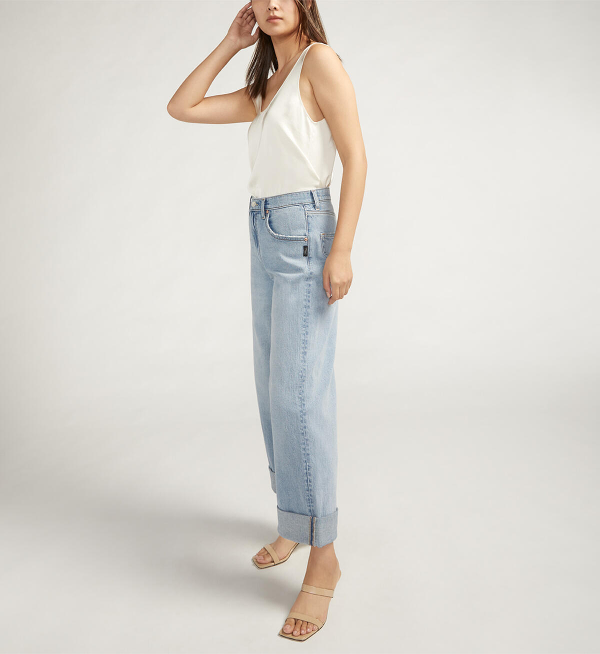 Baggy Mid Rise Wide Leg Cropped Jeans, , hi-res image number 2