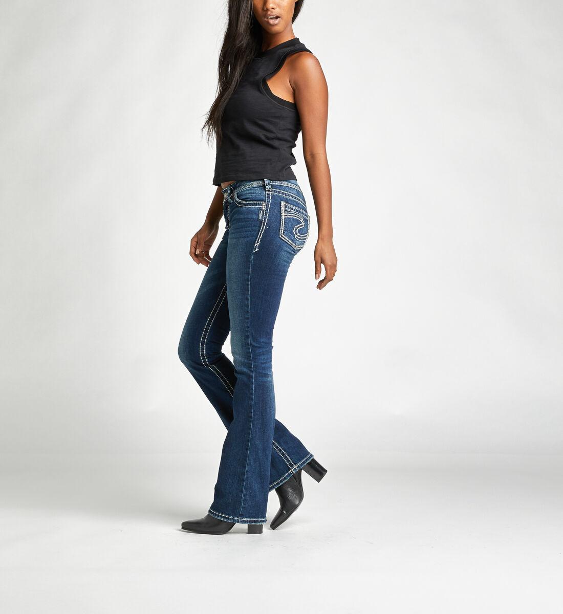 Suki Mid Rise Bootcut Jeans Side