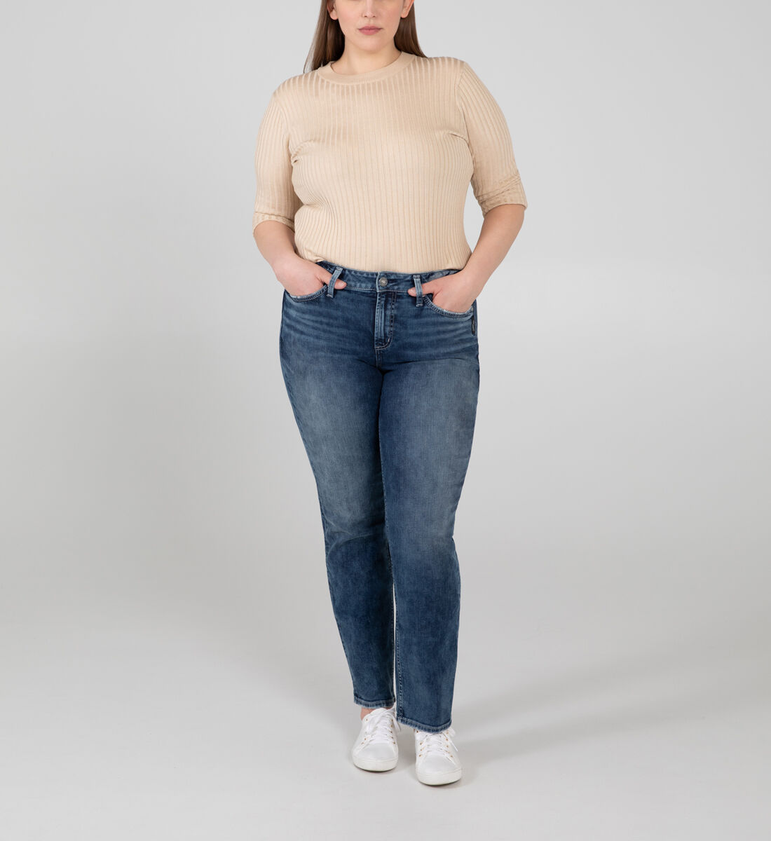 Avery High Rise Straight Leg Jeans Plus Size Front