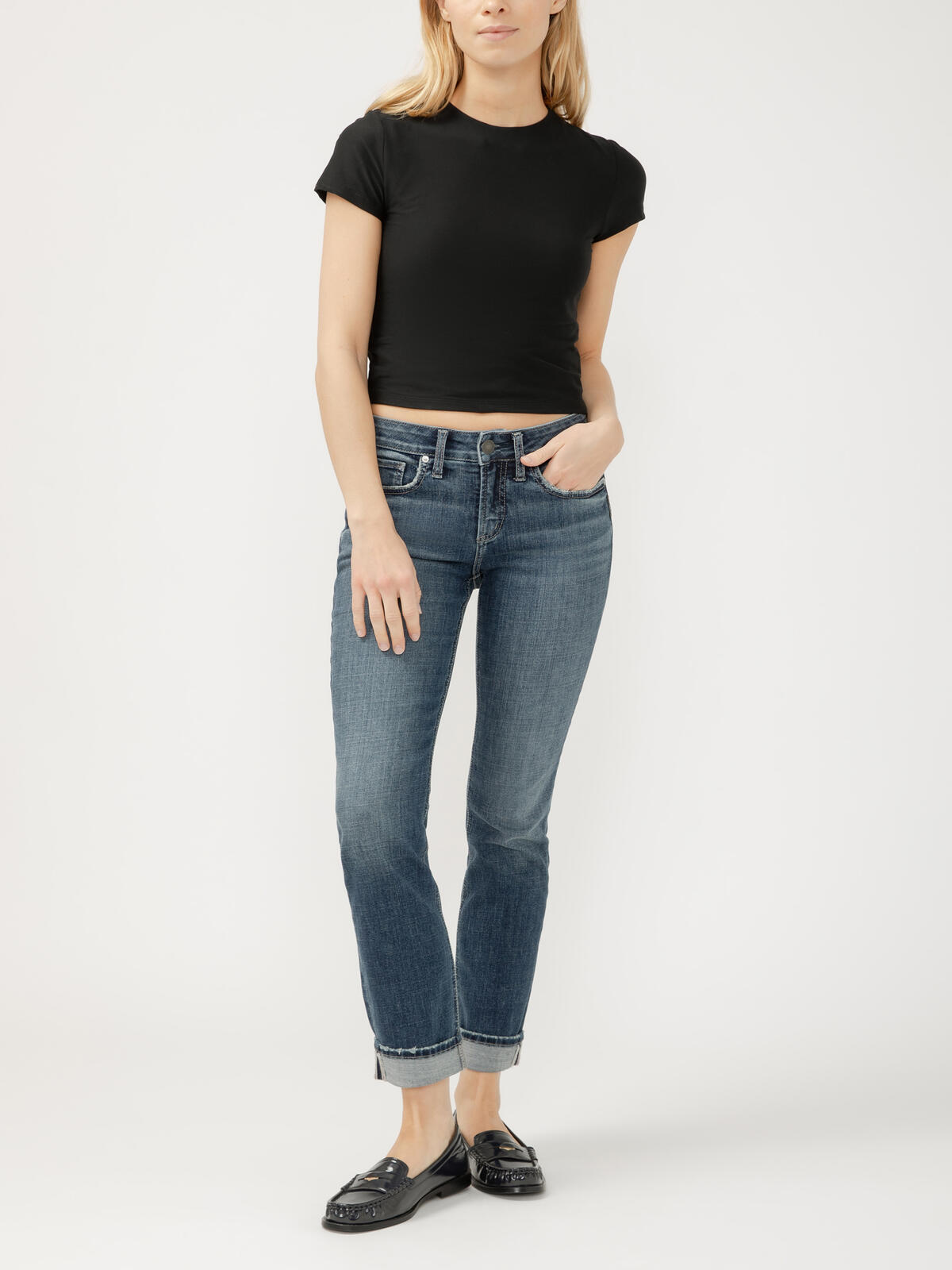 Suki Mid Rise Straight Leg Luxe Stretch Jeans image number 0