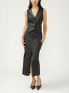 Coated Front-Slit Midi Skirt image number 0