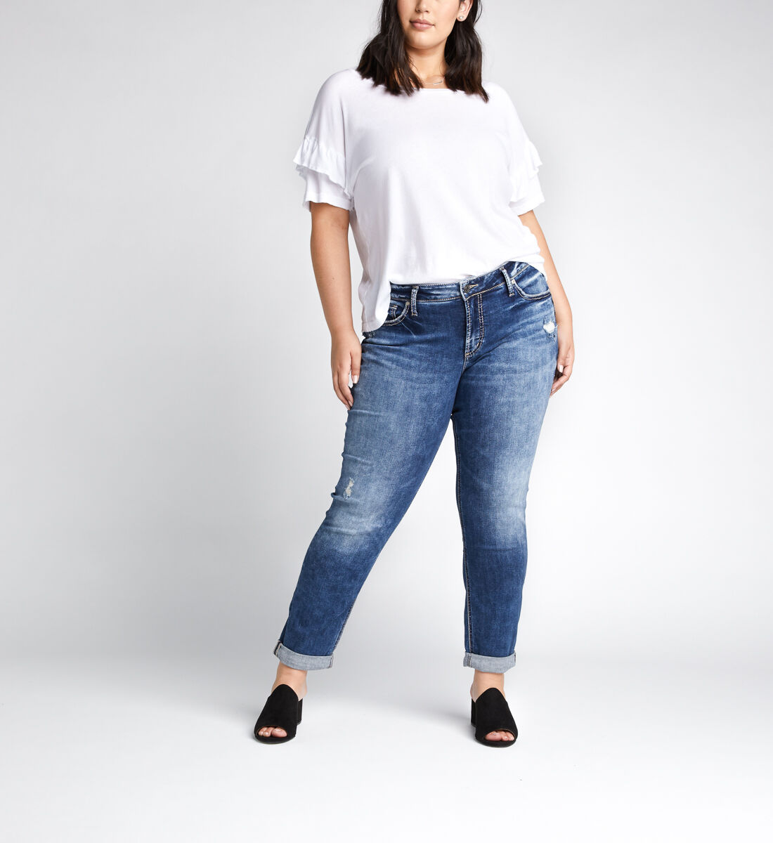 Silver boyfriend jeans plus size store