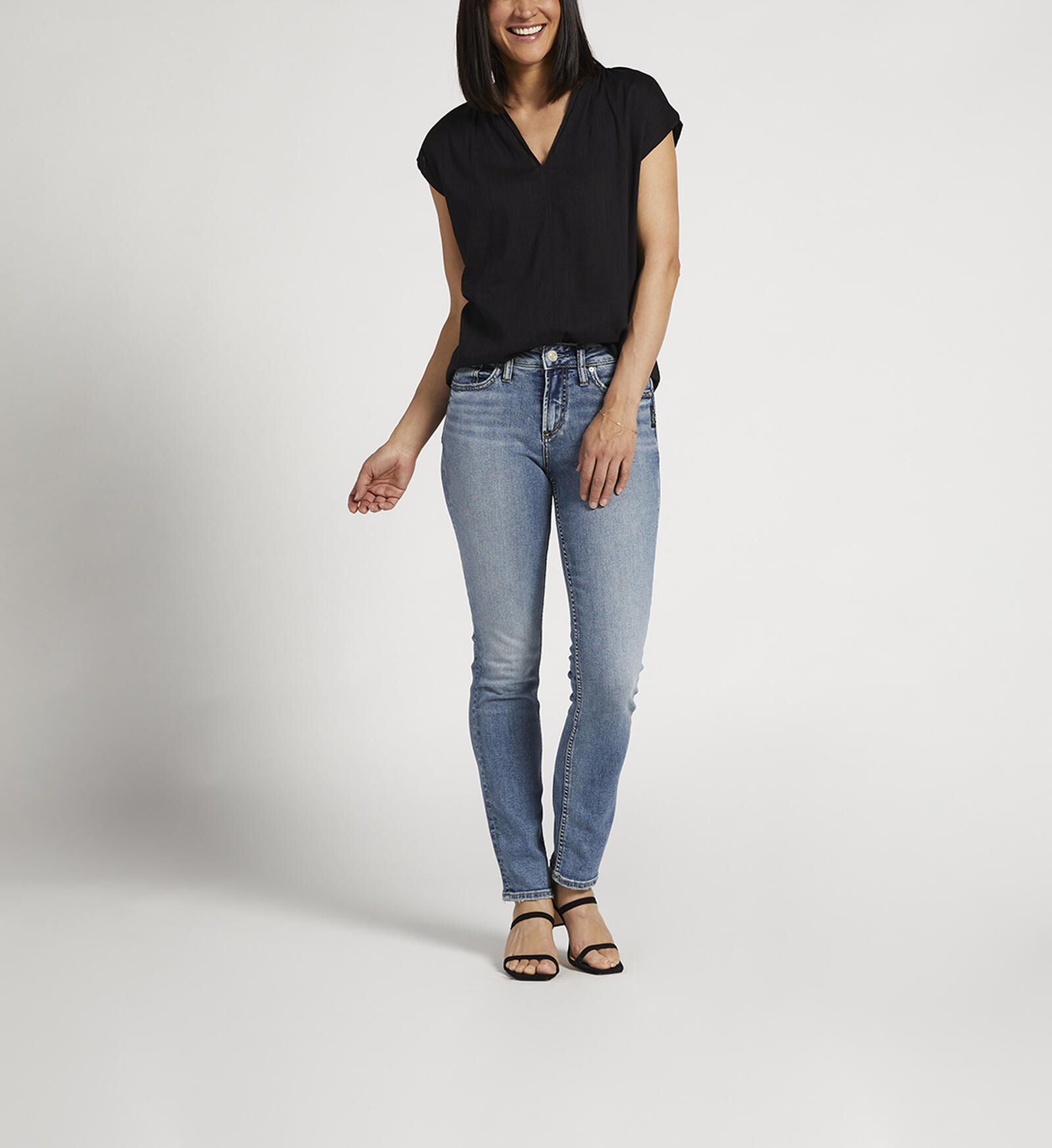 Buy Suki Mid Rise Straight Leg Jeans for USD 79.00 Silver Jeans US New