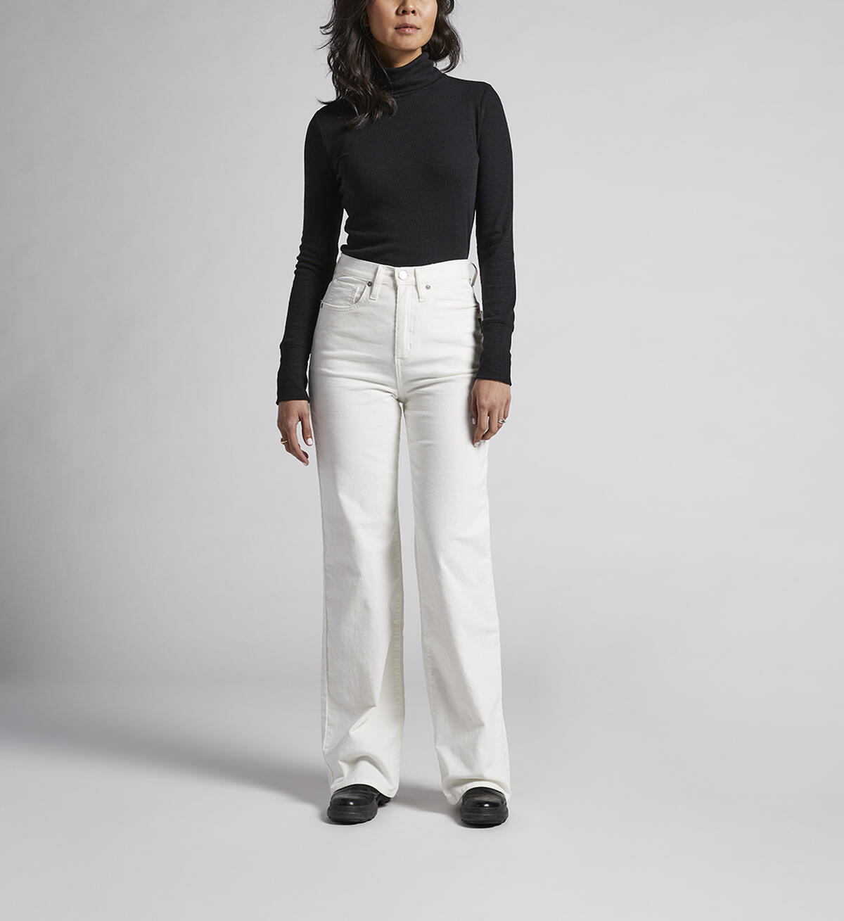 Highly Desirable High Rise Trouser Leg Pants, White, hi-res image number 0