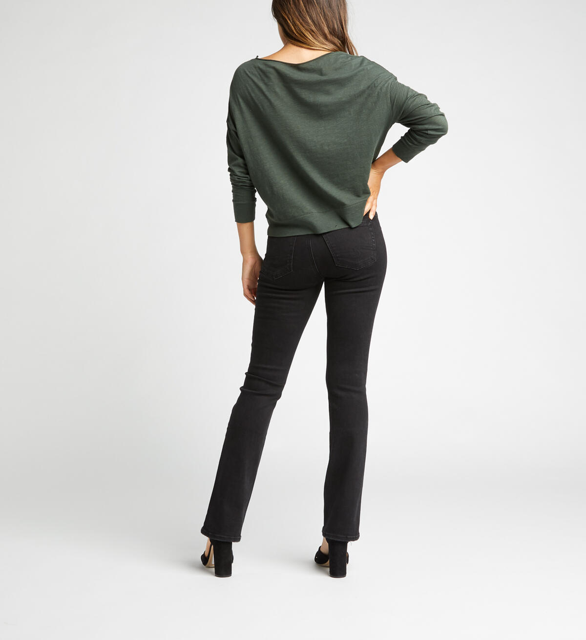 Suki Mid Rise Slim Bootcut Jeans, Black, hi-res image number 1