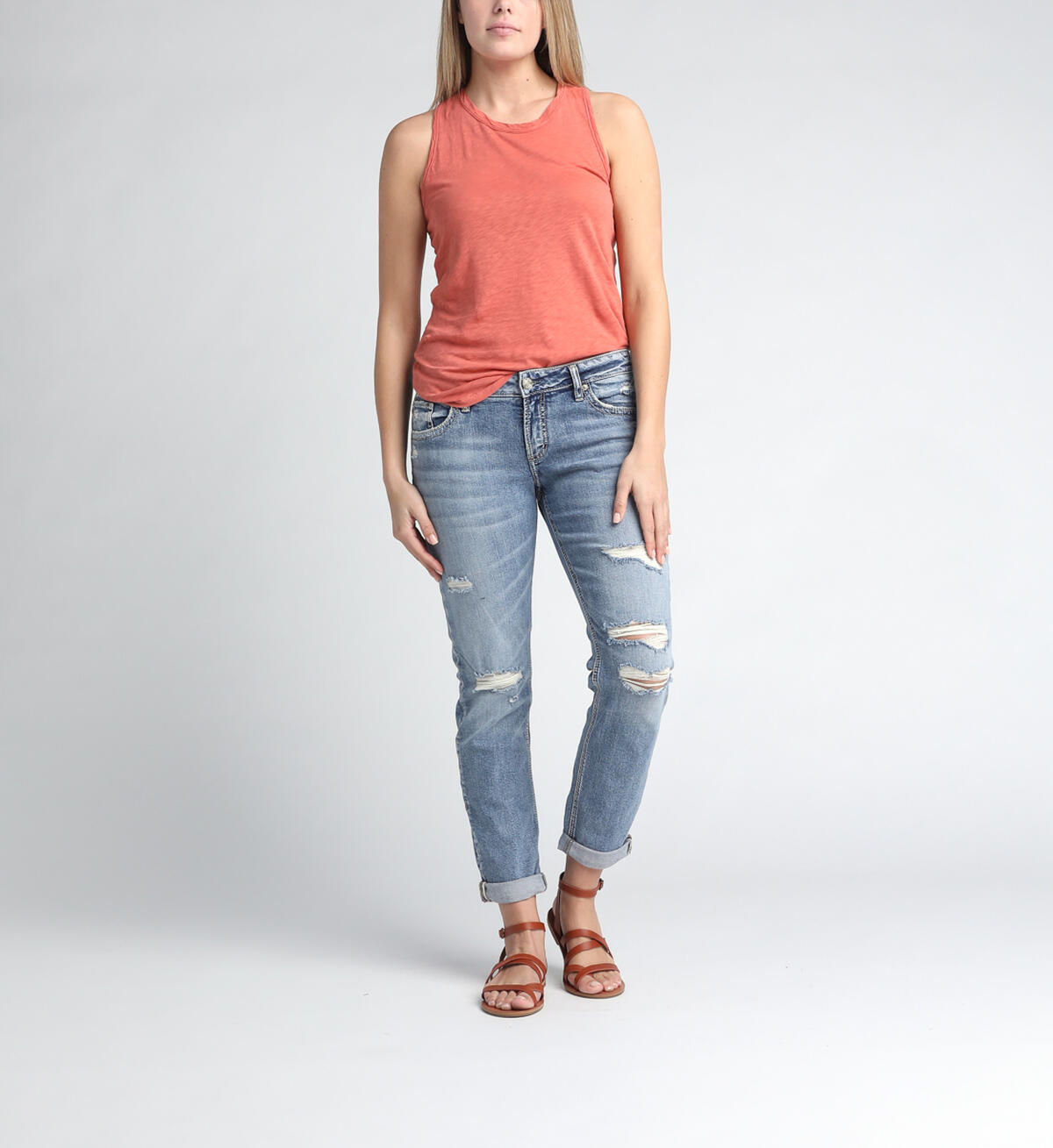 Boyfriend Mid Rise Slim Leg Jeans, , hi-res image number 0