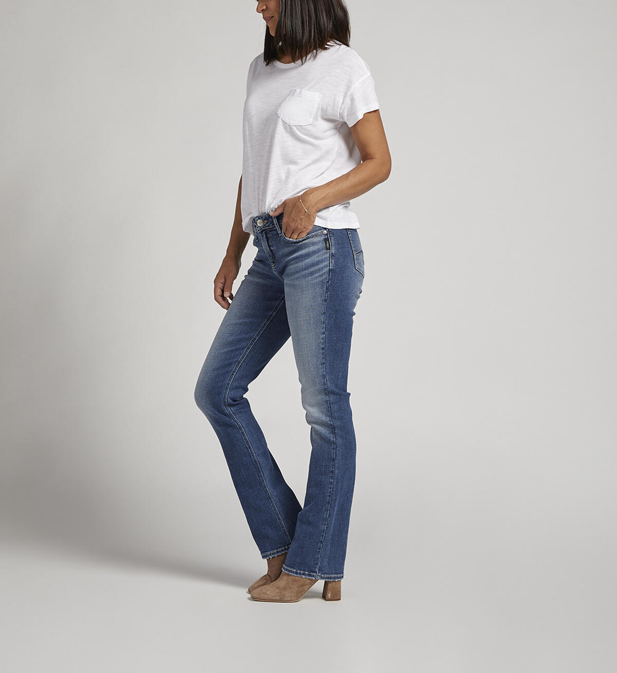 Elyse Mid Rise Slim Bootcut Jeans, Indigo, hi-res image number 2