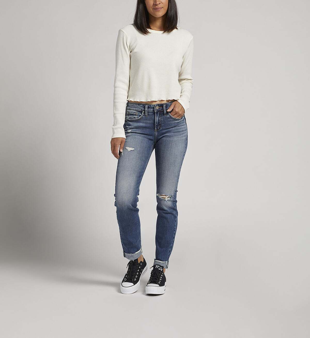 Suki Mid Rise Slim Straight Leg Jeans, Indigo, hi-res image number 0