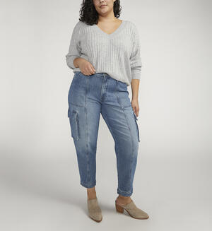Denim High Rise Cargo Pants