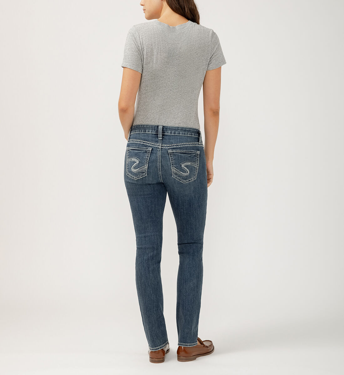Buy Elyse Mid Rise Straight Leg Jeans for USD 88.00 | Silver Jeans US New