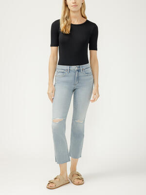 Most Wanted Mid Rise Cropped Straight Leg Luxe Stretch Jeans