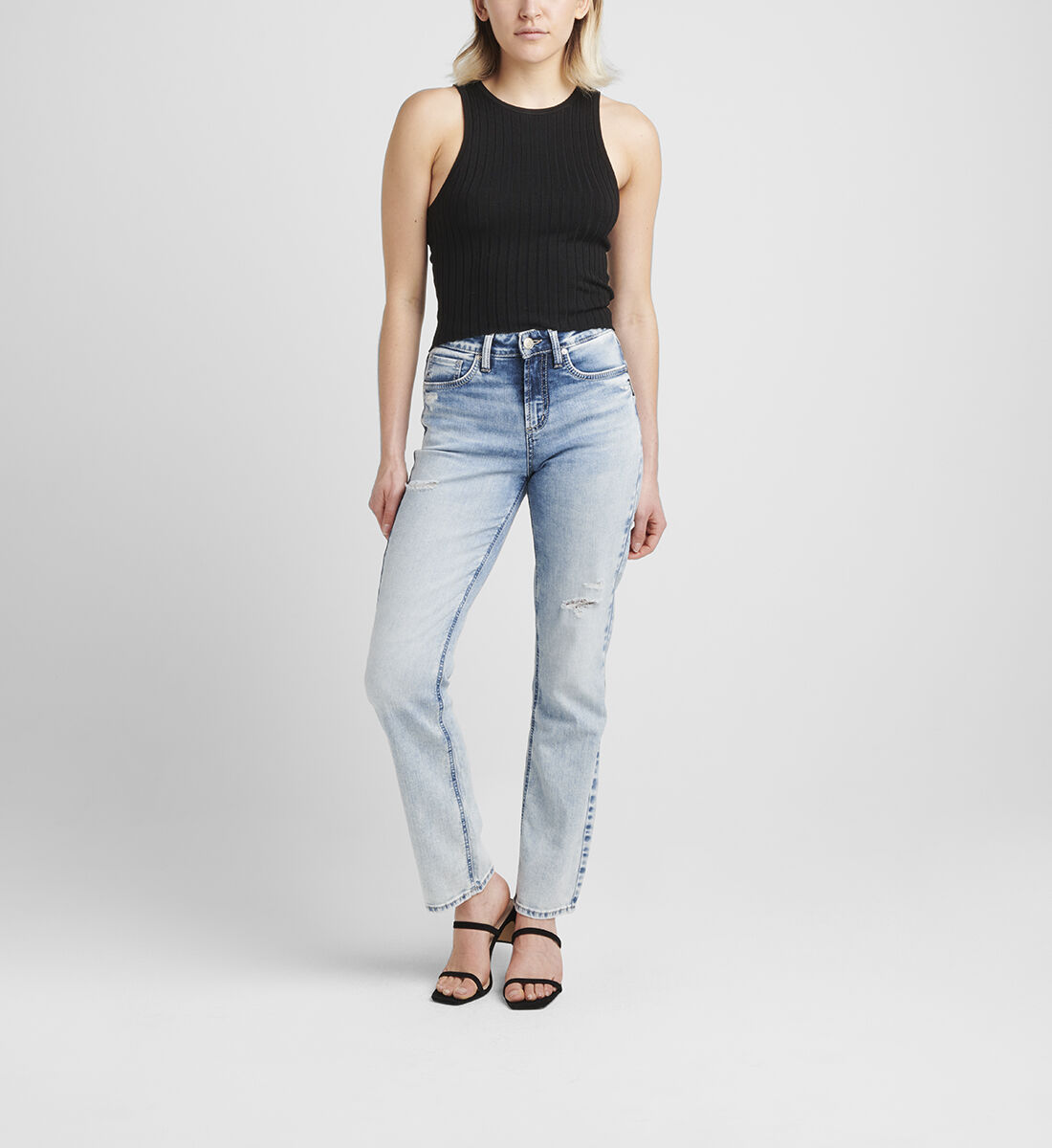 Buy Avery High Rise Straight Leg Jeans for USD 46.00 | Silver 