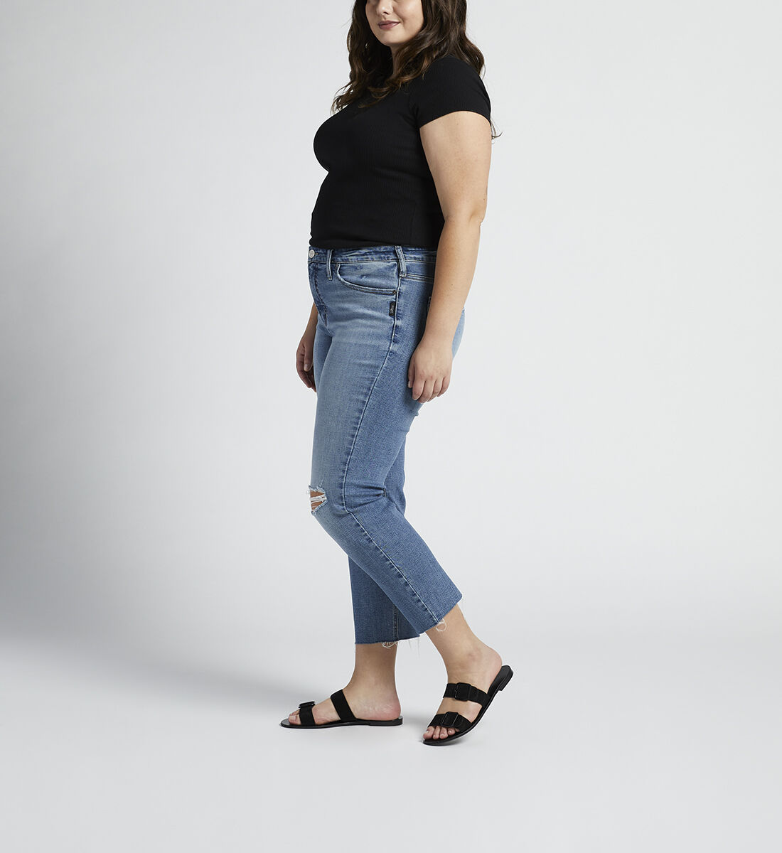 Most Wanted Mid Rise Straight Crop Jeans Plus Size Side