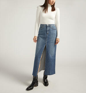 Front-Slit Maxi Jean Skirt