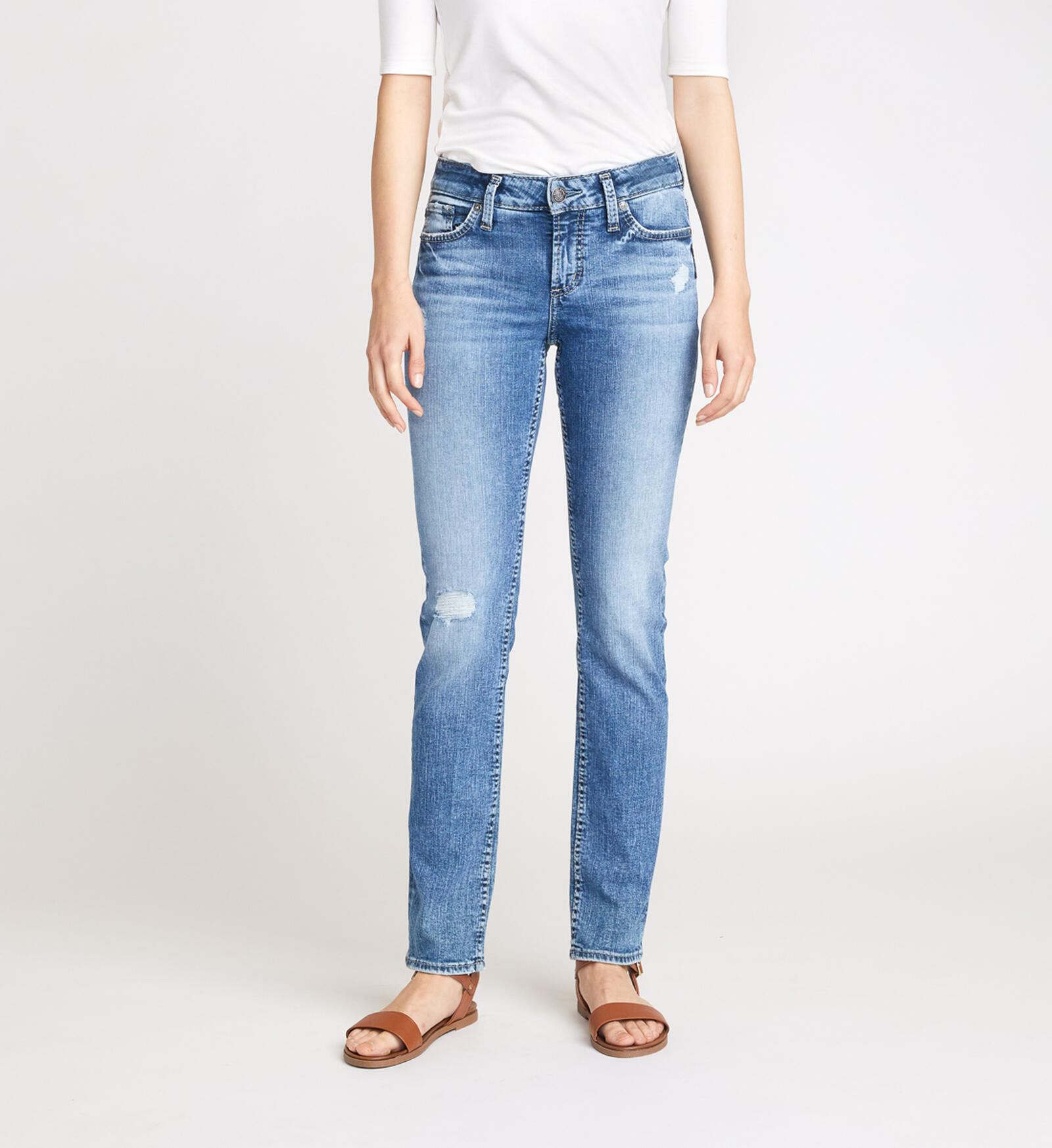 Buy Elyse Mid Rise Straight Leg Jeans for USD 89.00 | Silver Jeans US New