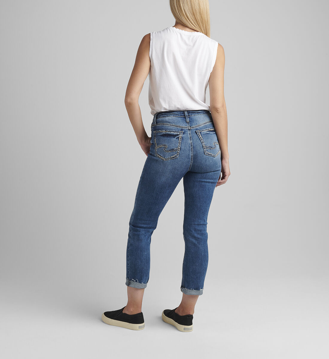 Girlfriend Mid Rise Slim Leg Jeans Front