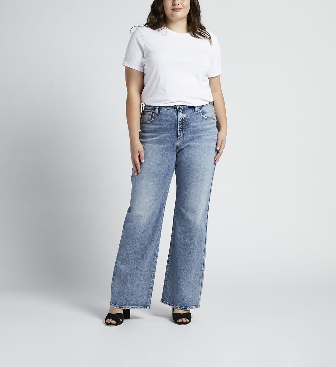 Highly Desirable High Rise Trouser Leg Jeans Plus Size Front