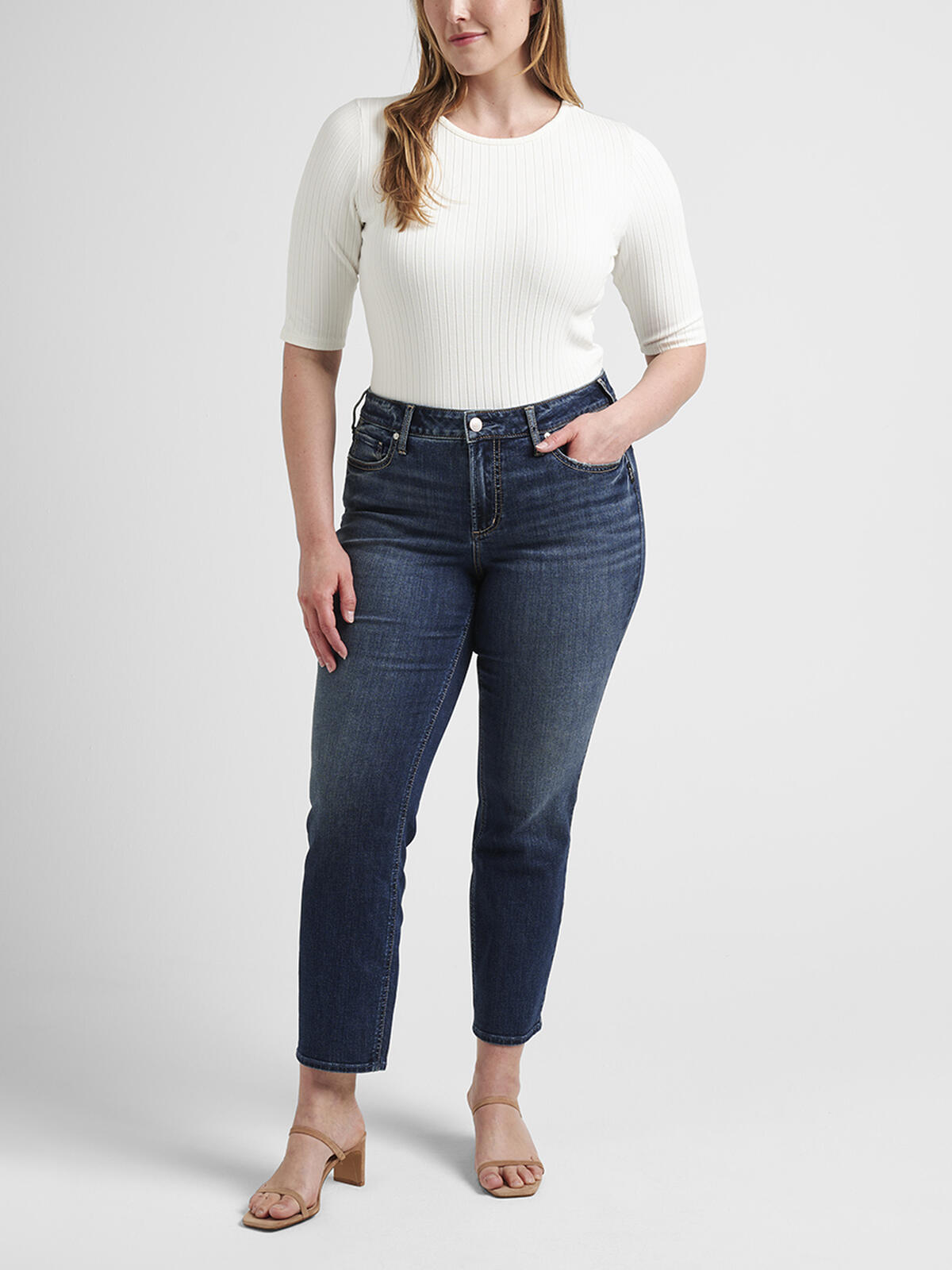 Suki Mid Rise Straight Crop Jeans Plus Size image number 0