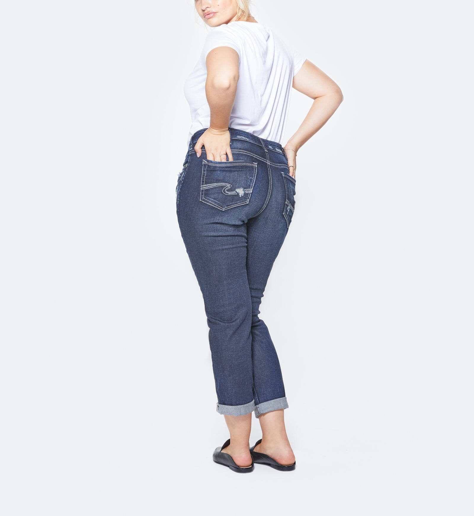 Buy Sam Boyfriend Mid Rise Slim Leg Jeans Plus Size for USD 89.00 | Silver  Jeans US New