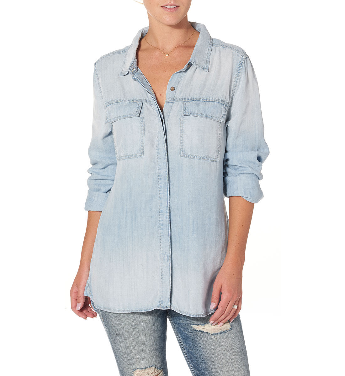 Buy Utility Long Sleeve Denim Shirt for USD 69.00 Silver Jeans