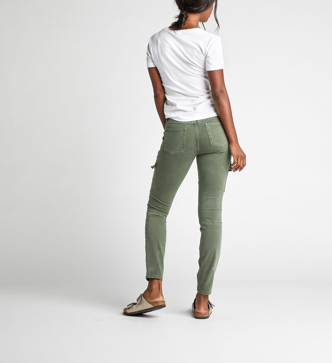Silver skinny cargo jeans sales