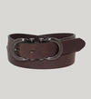 Womens Heavyweight Genuine Leather Belt, Dark Brown, hi-res image number 0