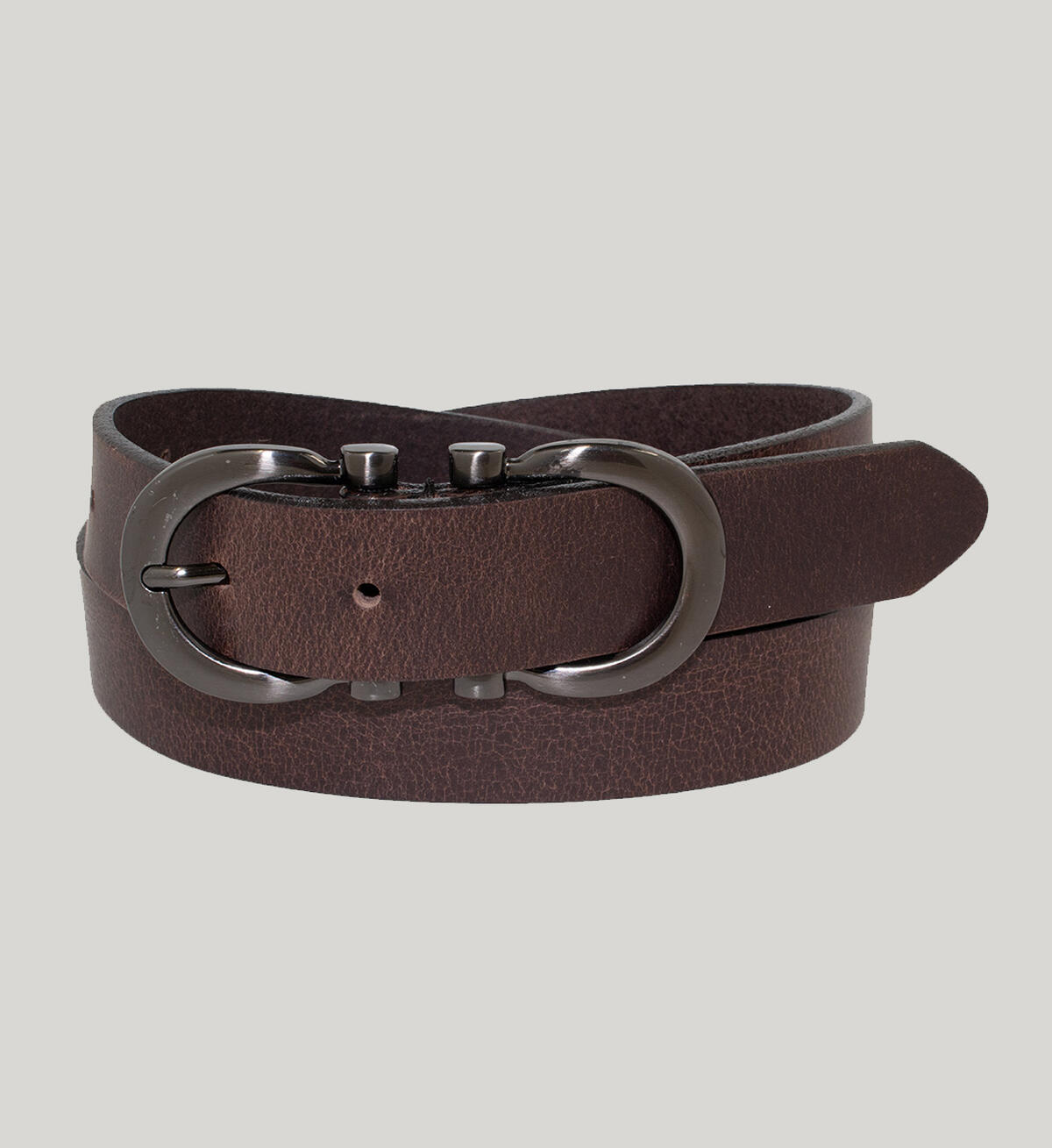 Womens Heavyweight Genuine Leather Belt, Dark Brown, hi-res image number 0