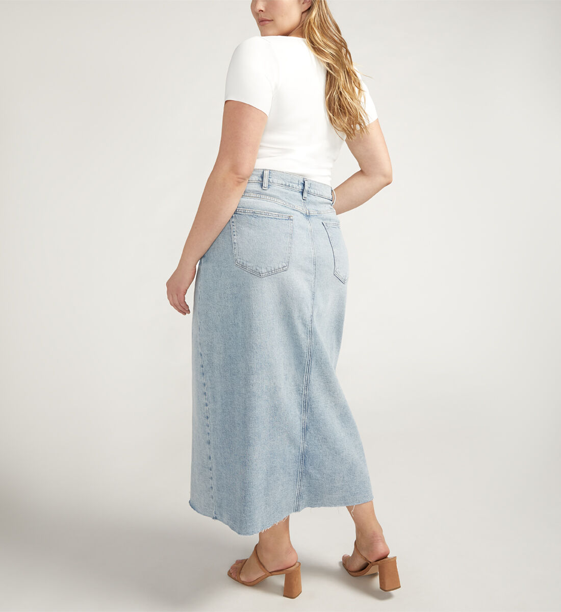 Buy Front Slit Midi Jean Skirt Plus Size for USD 44.00 Silver Jeans US New