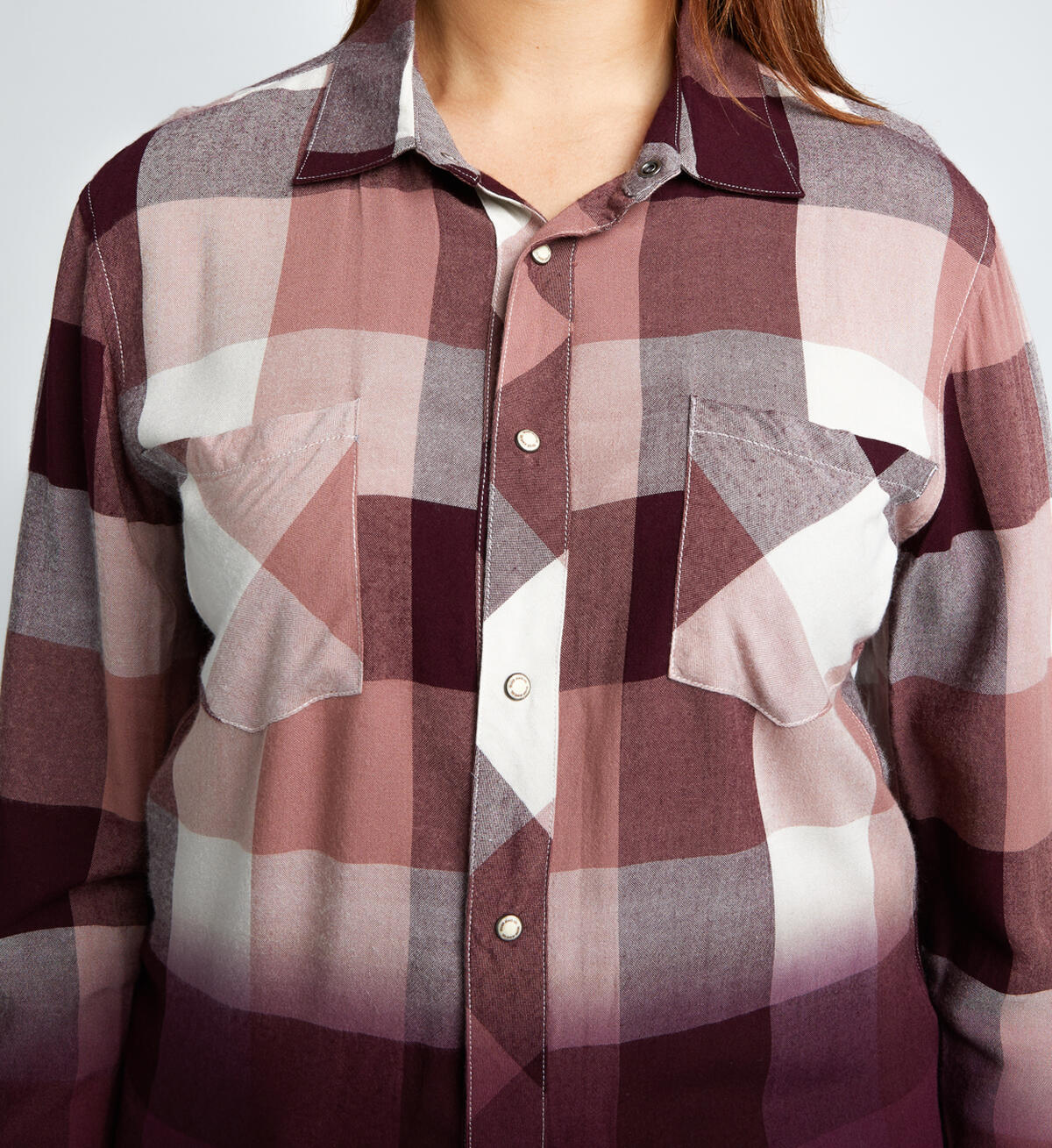 Vivian Long-Sleeve Plaid Shirt Final Sale, Sangria, hi-res image number 3