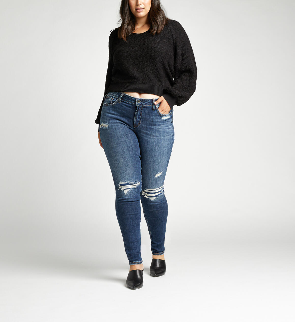 Elyse Mid Rise Skinny Plus Size Jeans, , hi-res image number 0