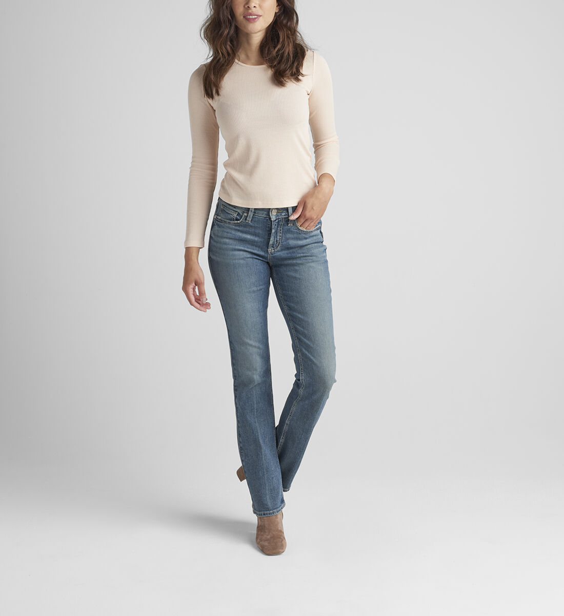 Suki Mid Rise Slim Bootcut Jeans Front