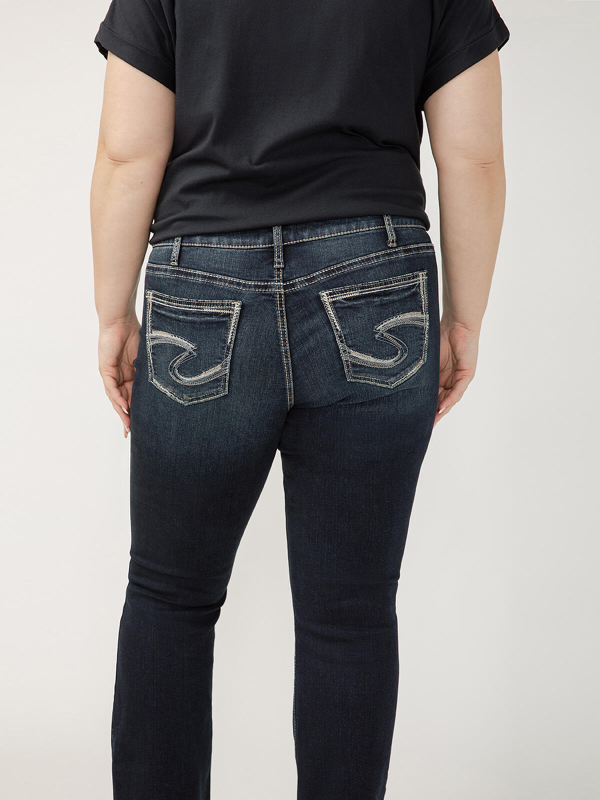 Jean à taille mi-haute à jambe droite Suki