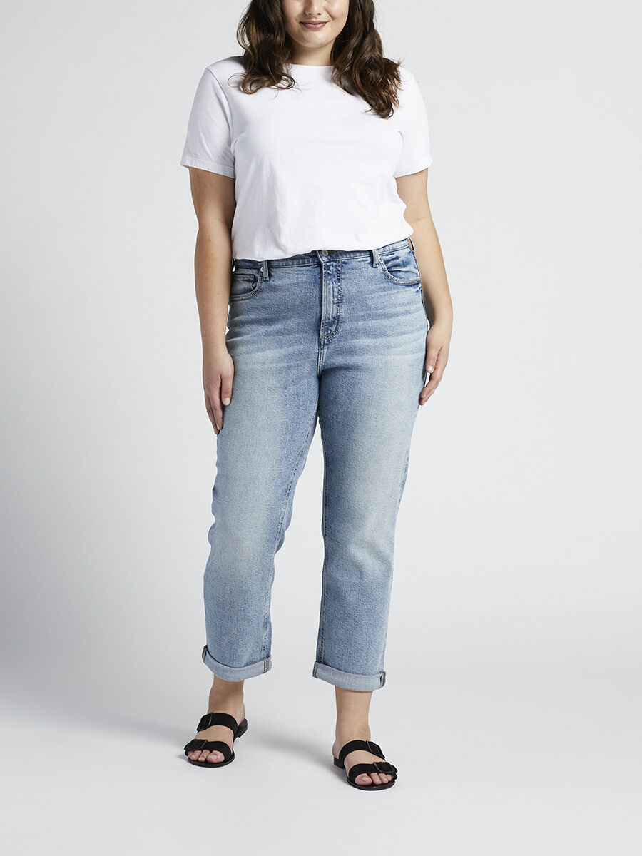 Plus Size High Rise Jeans | Silver 