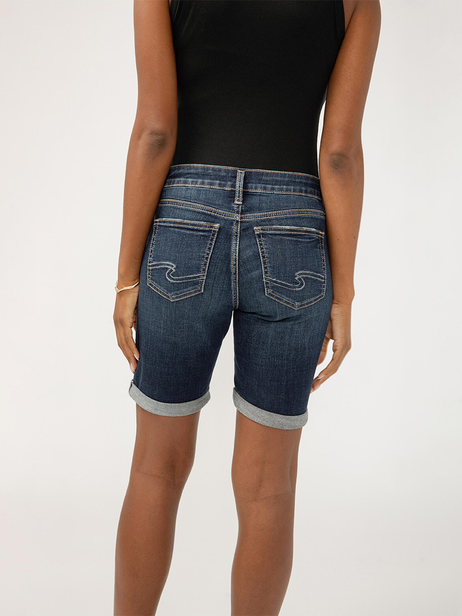 Buy Elyse Mid Rise Bermuda Shorts for USD Silver Jeans