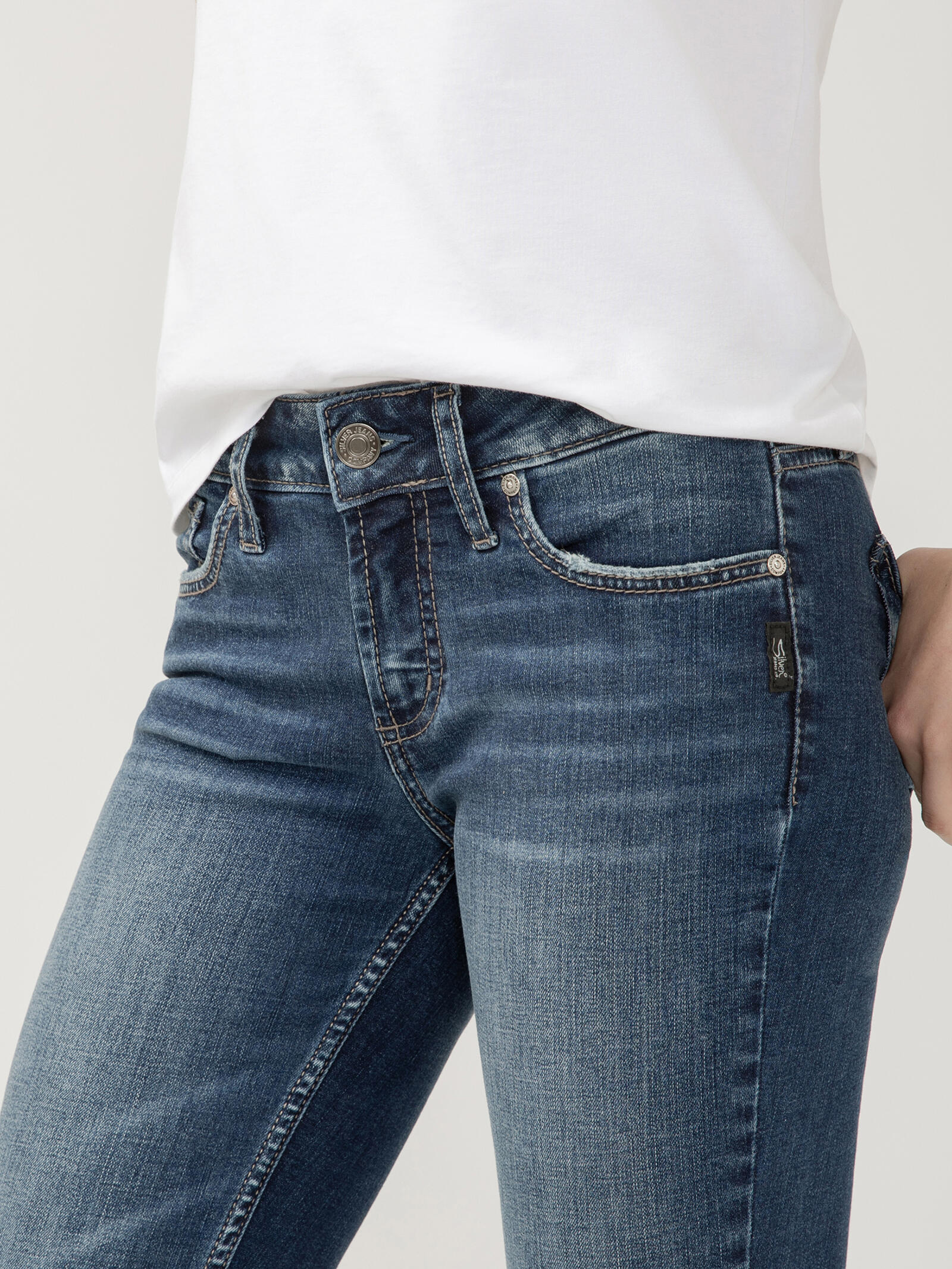 Buy Suki Mid Rise Slim Bootcut Jeans for USD Silver Jeans