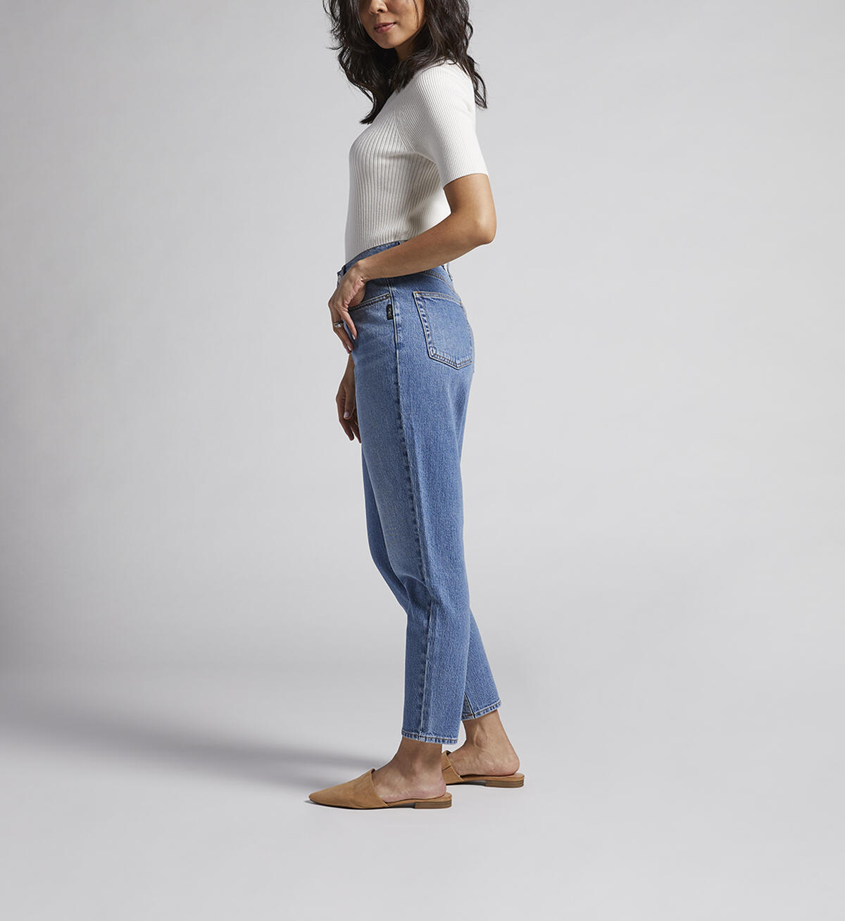 High Rise Tapered Leg Mom Jean, Indigo, hi-res image number 2