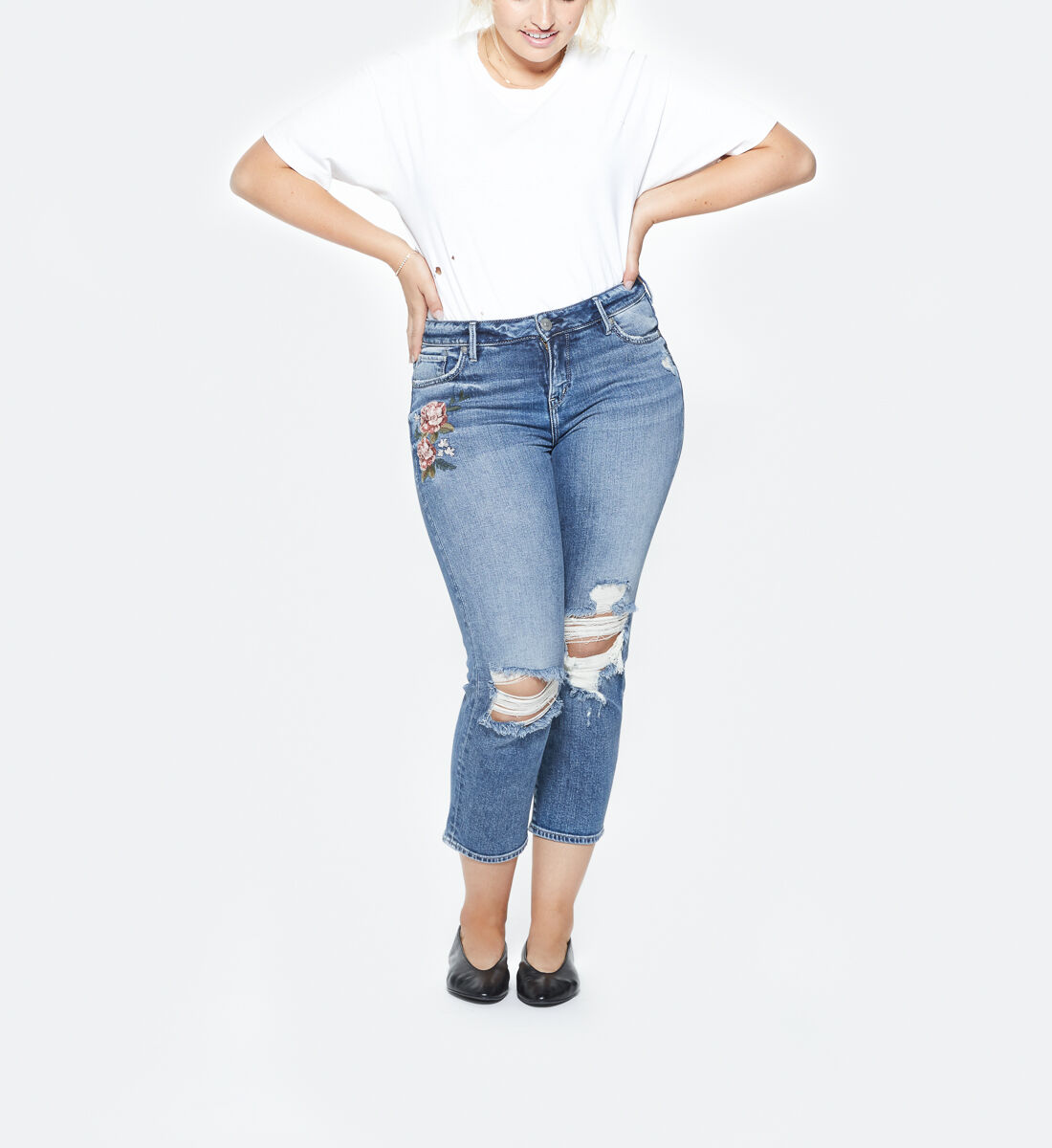 Plus size silver cheap jeans clearance