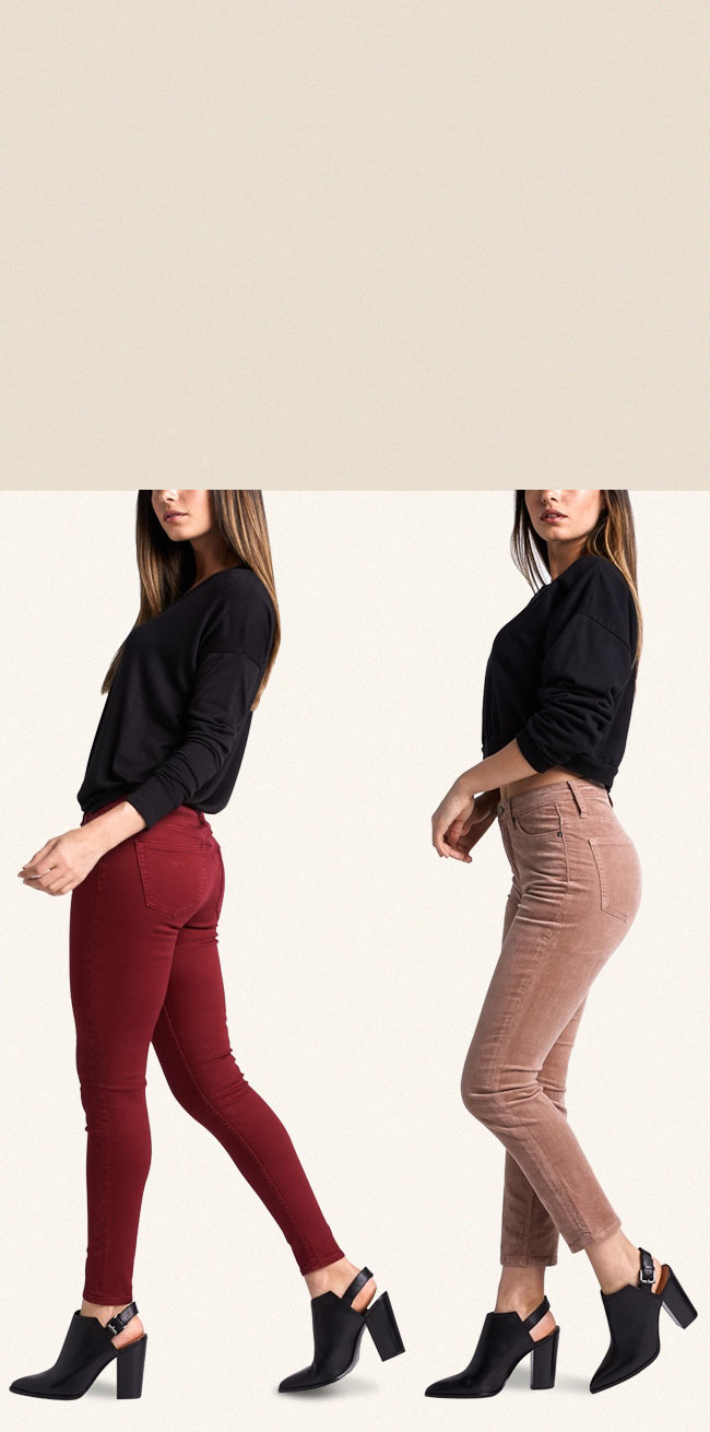 Silver Jeans Co.- image of three females wearing color jeans