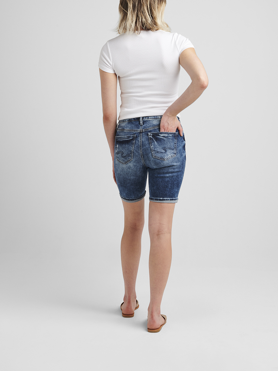 Elyse Mid Rise Bermuda Short - Silver 