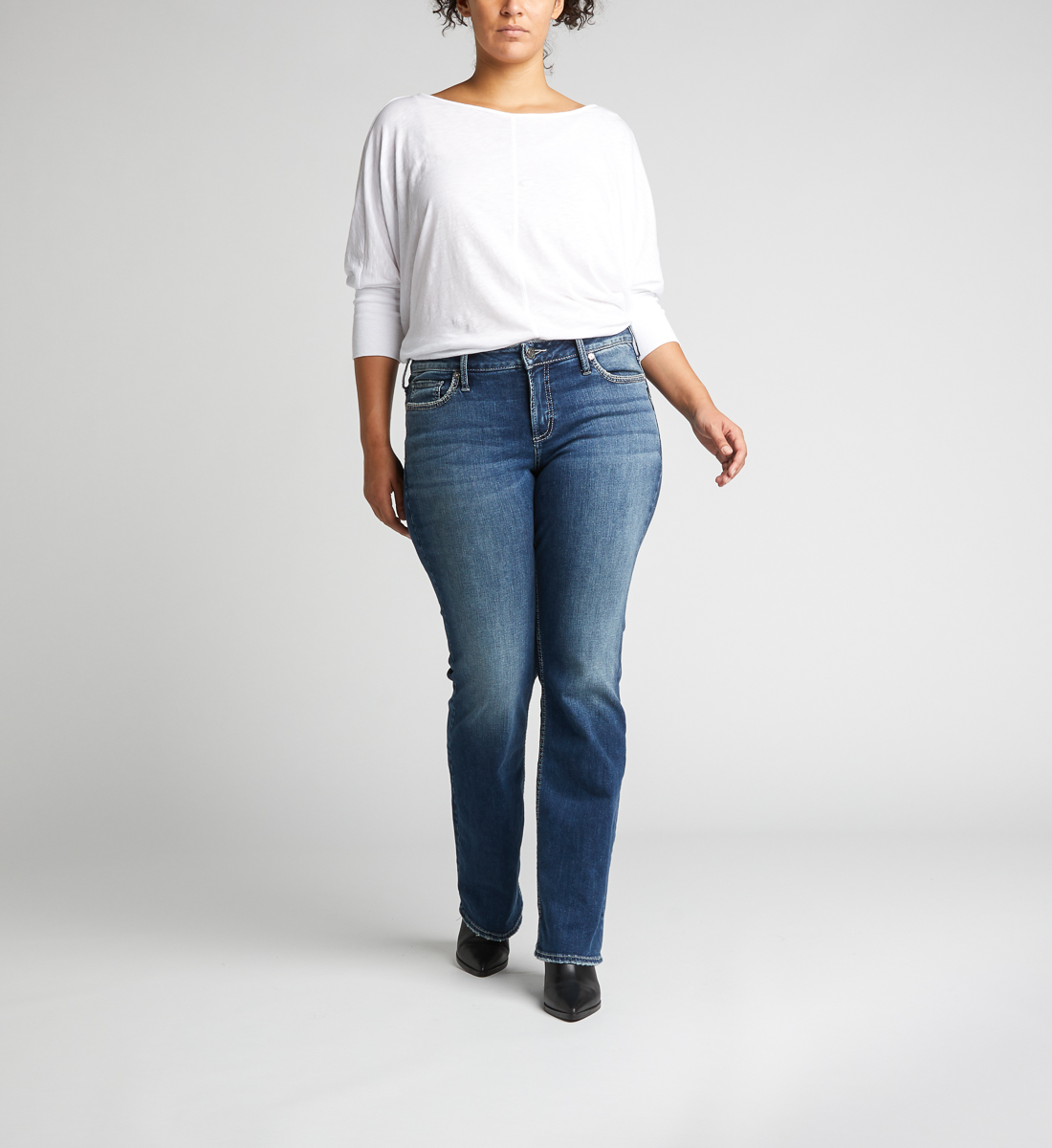 Suki Mid Rise Slim Bootcut Jeans Plus Size - Silver Jeans US