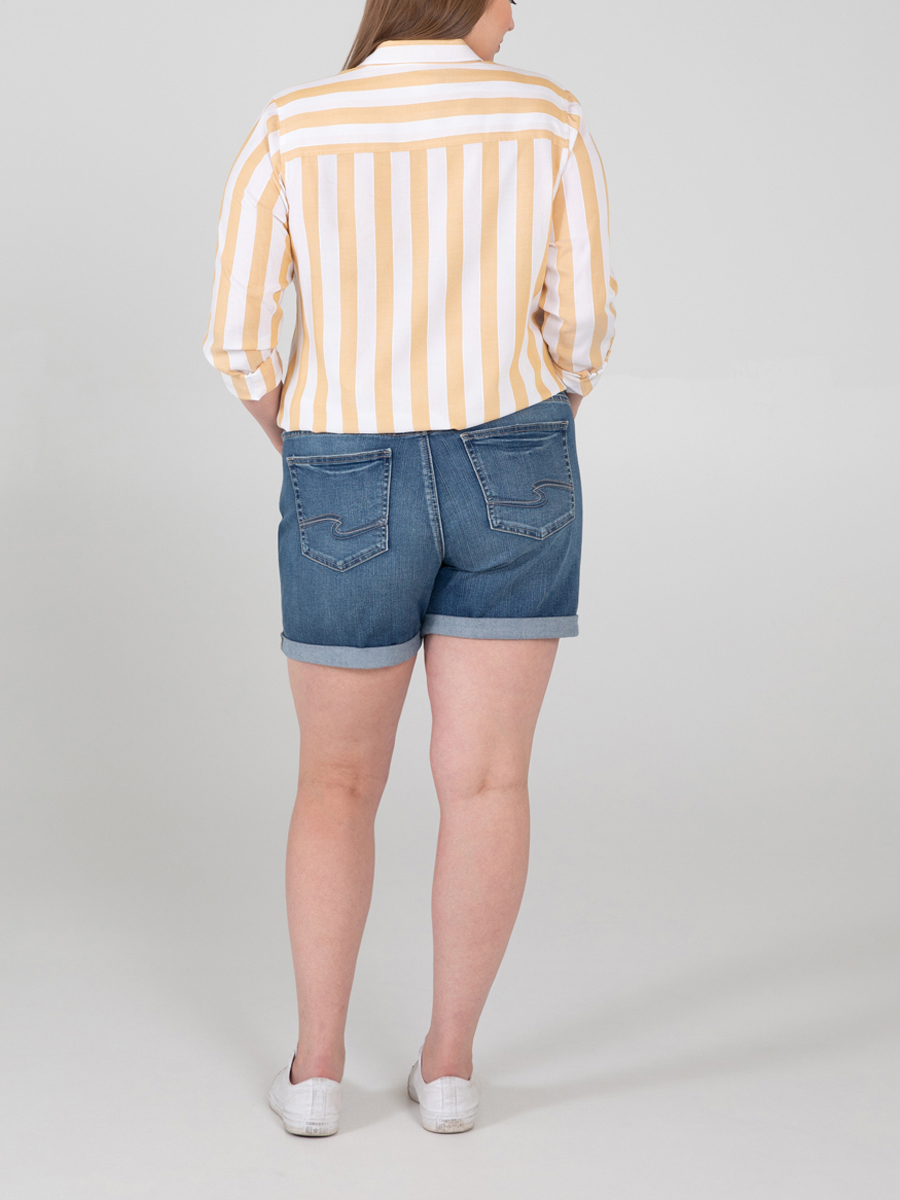 Boyfriend Mid Rise Shorts Plus Size Silver Jeans Ca