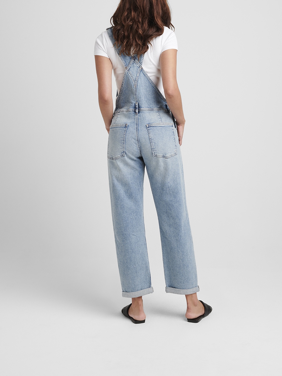 Baggy Straight Leg Overalls - Silver 