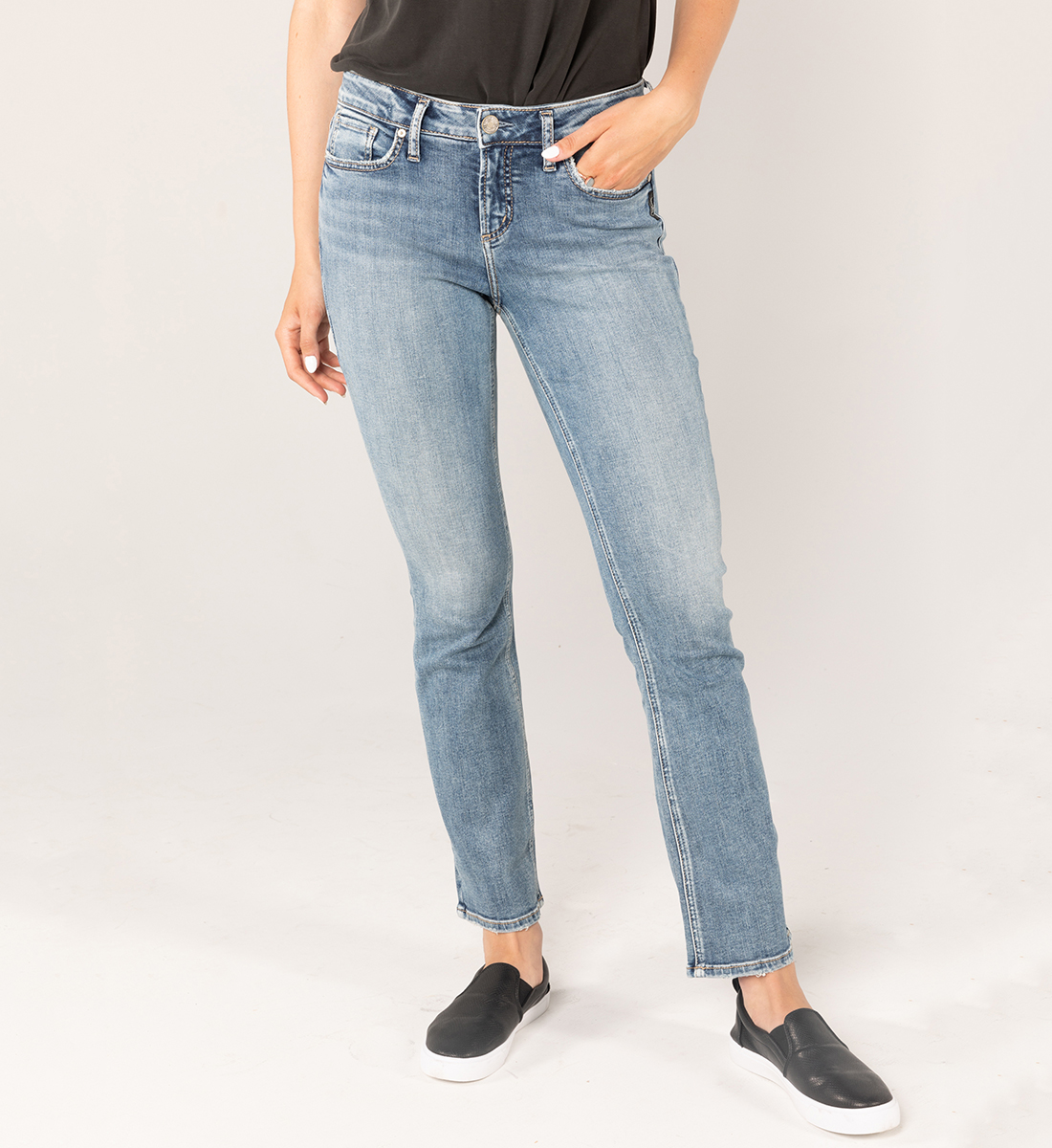 Elyse Mid Rise Slim Bootcut Jeans - Silver Jeans US