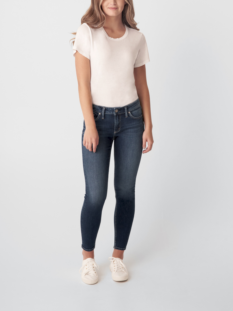 Elyse Mid Rise Skinny Jeans - Silver 