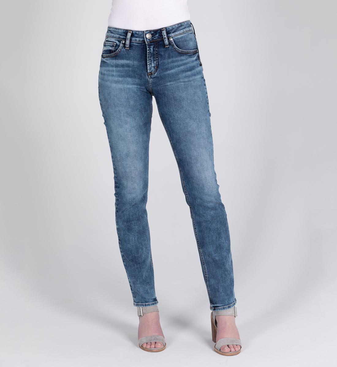 Avery High Rise Straight Leg Jeans - Silver Jeans US