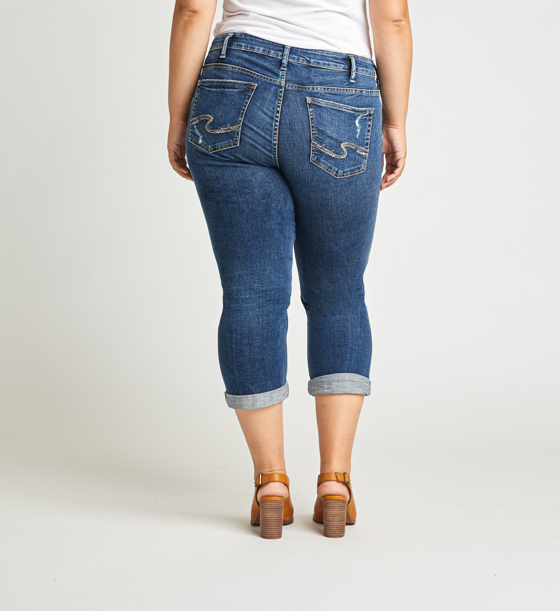 Elyse Mid Rise Capri Plus Size - Silver Jeans US